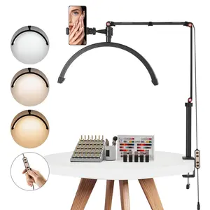 VEVOR Nail Desk Light 20 W Clip on Half Moon Lash Light with Phone Holder Arched LED