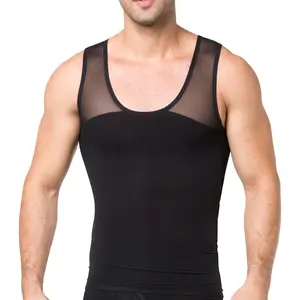 CuteStreet Men’s Mesh Compression Shirt for Slimming Body Shaping Abdomen Undershirt Gynecomastia Sleeveless Shapewear Vest Tank top
