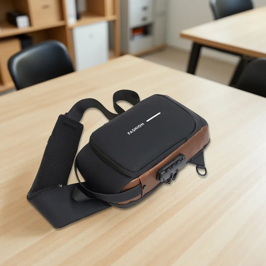 Men's Anti Theft Chest Bag with USB Charging Port Stylish Motorcycle Leisure Sports Crossbody Durable Oxford Fabric Adjustable Shoulder Strap Dual Zip