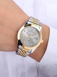 1pc Men's Quartz Watch with Weekday/Date Dual Display, Diamond-Inlaid Dial Design, Business-Casual Style for Multiple Occasions, A Practical and Stylish Daily Wear Accessory