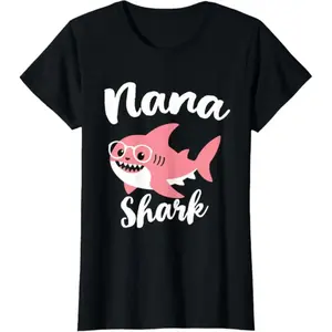 Nana Shark  Funny T-Shirt Short Sleeved T-Shirt For Men And Women