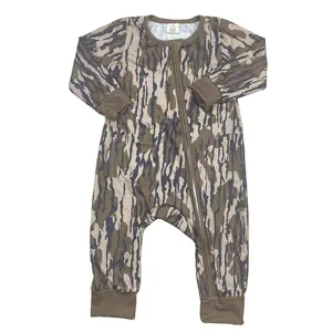 C baby boy clothes brown camo romper zipper boy winter pajamas baby hunting clothes newborn baby stuff onesie zip romper