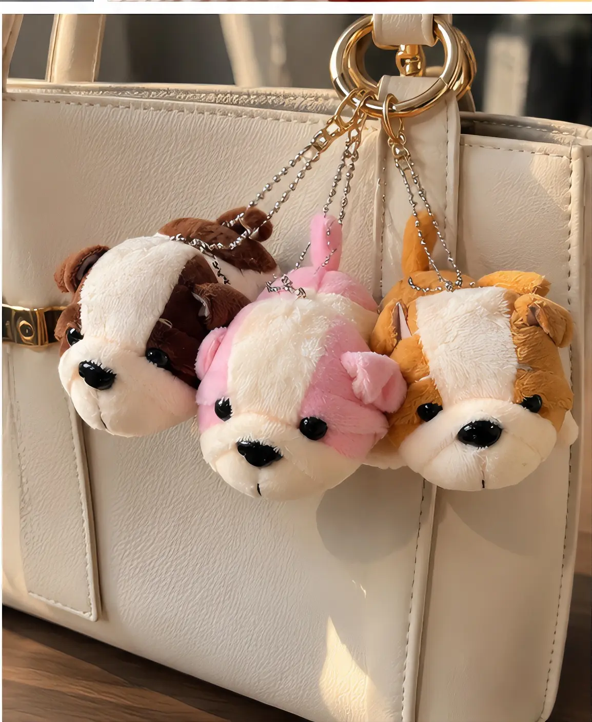 Adorable Dog Keychain Set - Cute Plush Animal Charms for Bags and Accessories - Perfect for Gift Giving and Personalization