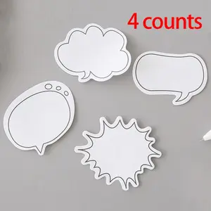 Speech Bubble Series Sticky Note, 4 Counts/set Cute Cartoon Sticky Note, Portable Mini Sticky Note, Office Stationery & Supplies