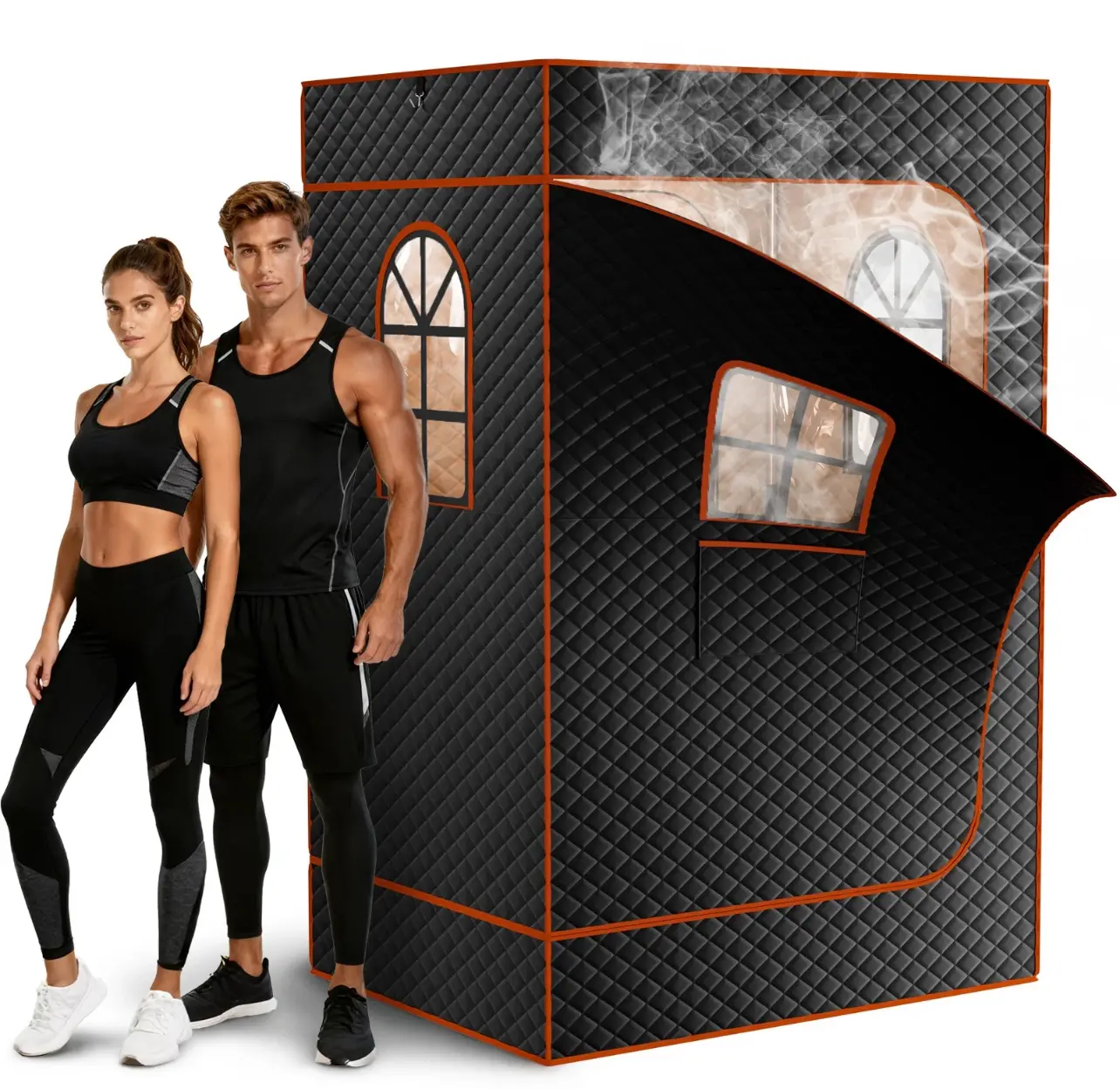 NAIZEA 2-Person Extra Large Portable Steam Sauna Box, Equipped with 2 Steamers (2.6L Capacity) for Home Outdoor Use