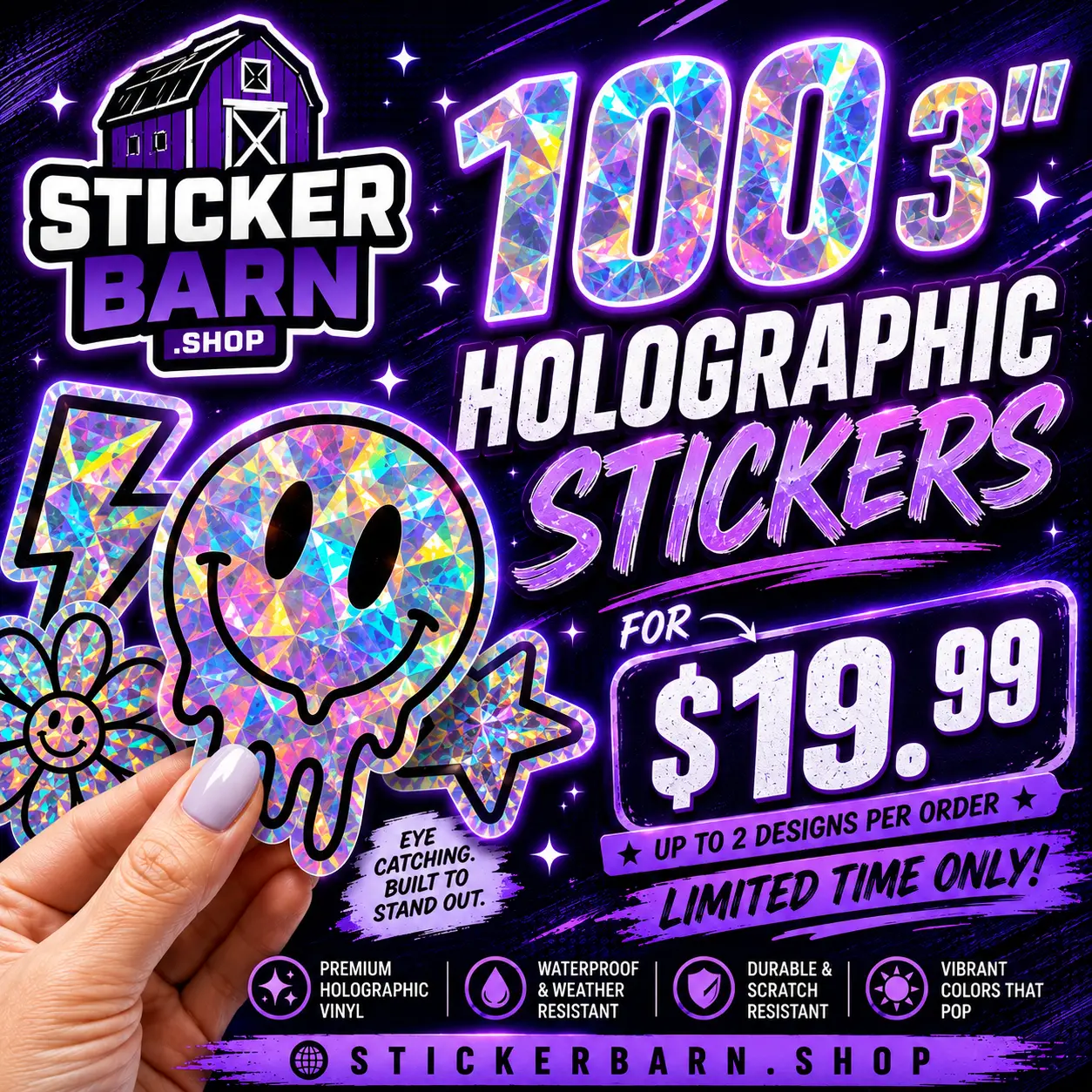 [- PROMO -] 100 Holographic Stickers for $19.99