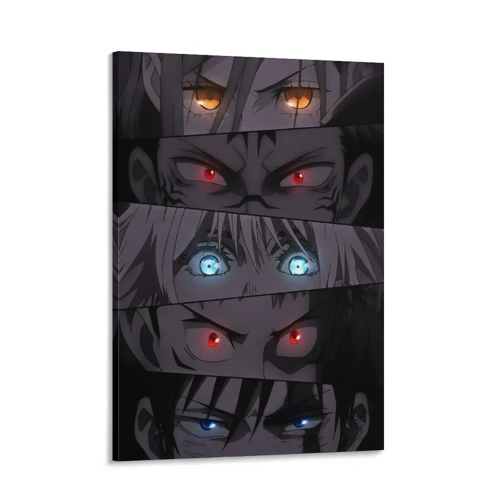 Jujutsu Kaisen Eyes Canvas Wall Art with Gojo Satoru, Sukuna, Yuji, Toji and Mahito, Glowing JJK Anime Poster for Bedroom Gaming Room Decor, Dark Manga Aesthetic Print, Otaku Fan Gift and Collector Wall Decoration