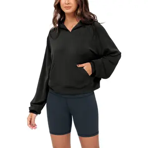 ODODOS Modal Soft Long Sleeve Cropped Hoodie for Women Oversized Pullover Sweatshirts with Pocket Womenswear Minimalist summerwins