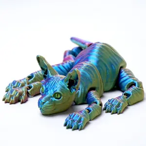 3D Printed Bald Cat Model,Realistic Articulated Animal Fidget Toys,Mystery Figurines Gifts for Easter,Desk Funny Décor and Festival Collectible,Easter Basket Stuffers (RYB)