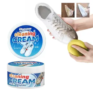 Shoe Surface Cleaner Paste, Stain Removal, No Water Needed, Simply Rub for Shiny Finish, Ideal for Smooth Shoes, Shoe Whitening, 120g/4.23oz+sponge