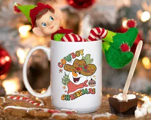 Snowman Cowboy Christmas Mug, Christmas Gift, Christmas Coffee Mug, Funny Fall Mug, Large Ceramic Mug, Christmas, Western Mug