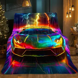 Colorful Car Flannel Blanket - Soft and warm bedding suitable for all seasons, suitable for beds, sofas, travel and camping - A gift for car enthusiasts. Sofa cover, fashionable bed sheet