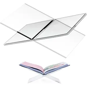 Acrylic Clear Book Stand Holder Display Reading Stand for Open Cookbooks Magazines Textbooks Coffee Table