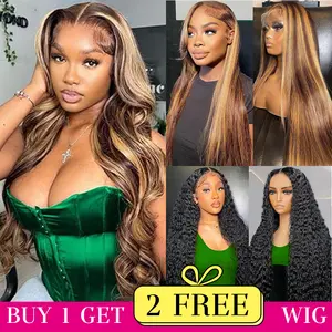 [Combo sale 30"&30"&30"] Buy 1 get 3 wig Lace Front Wig Human Hair Highlight 13x4 HD Lace Front Wigs Human Hair Body Wave Wig 180% Density 4/27 Colored Frontal Wigs