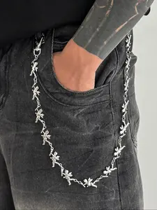 Men's Fashionable Patchwork Pants Chain, Vintage Style Casual Accessory, Perfect Gift for Daily Wear, Versatile Design