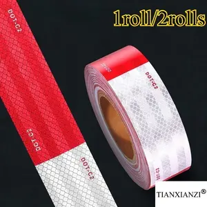 1/2 Rolls DOT-C2 Red White Reflective Tape | Waterproof High Visibility | Truck/Trailer/Boat Vehicle Safety