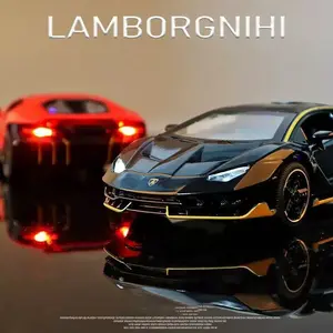 Lamborghini Alloy Car Model, Realistic Paint Finish, Plastic Interior & Rubber Wheels, Iconic Scissor Door, Sound & Light Function