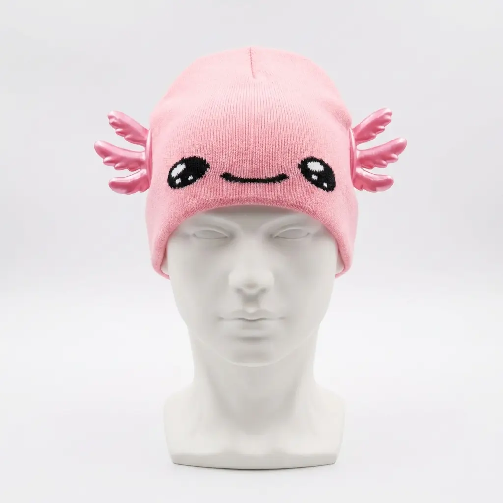 Axolotl beanie for cute character shoots or gifting, soft and fits all ages