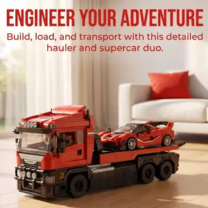 Sports car building block set, suitable for adult collectors, semi truck toys, modular and detachable toys 1728pcs