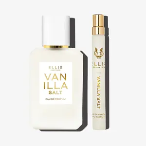 ELLIS BROOKLYN Vanilla Salt Eau De Parfum Fragrance Duo 50ml & 10ml Travel Spray Addictive Ethereal Modern Gourmand Scent for Everyday Use or Travel, Exlusvie Value Bundle Set