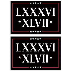 2 Pack 86 47 Car Magnet - Roman Numerals LXXXVI XLVII Car Magnets Auto Truck Fridge Magnetic Decal Bumper Magnet