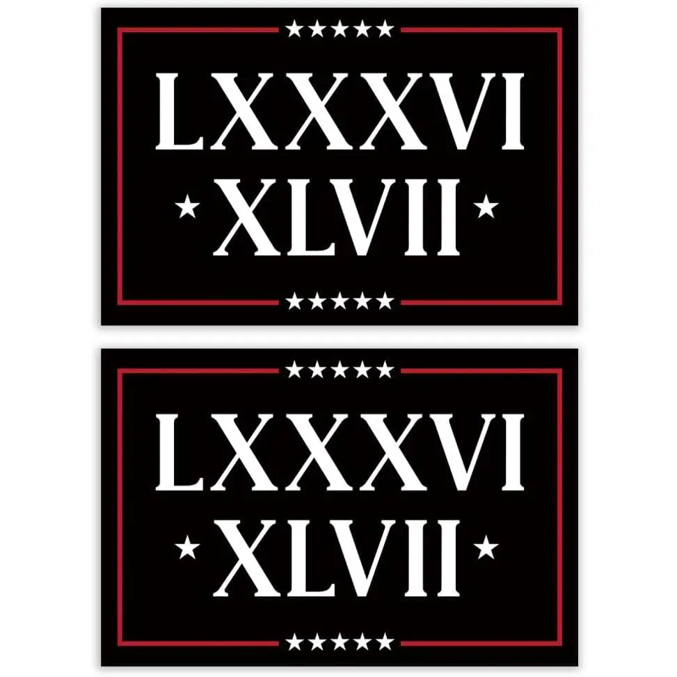 2 Pack 86 47 Car Magnet - Roman Numerals LXXXVI XLVII Car Magnets Auto Truck Fridge Magnetic Decal Bumper Magnet