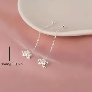 A pair of stylish lotus tassel earrings for women, suitable for everyday wear, spring and summer, graduation gifts, and celebratory occasions.