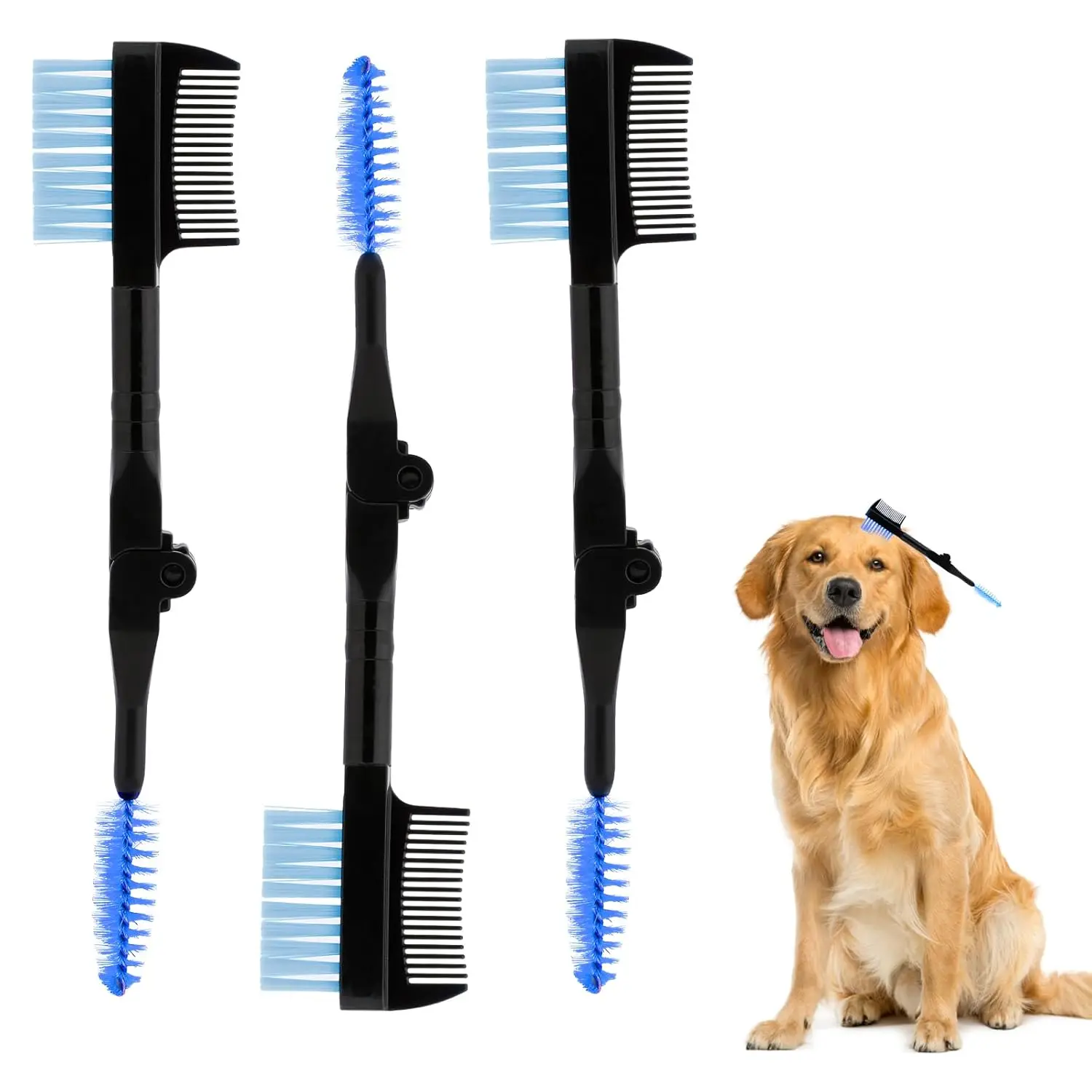 3 Pcs Double-Head Grooming Combs Tear Stain and Eye Cleaning Combs for Pets Removing Crust Mucus and Fleas