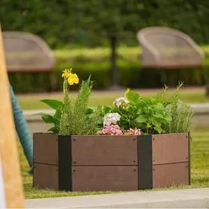 Garvee 6-piece raised bed with wood look – Hexagonal planter box for indoor & outdoor – Easy assembly, 30cm depth – Ideal for herbs, vegetables & flowers on balcony, terrace or garden,