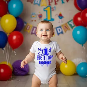 Handmade Cute Baby Boy Girl My 1st Birthday 2025 First Party Bodysuit Outfits