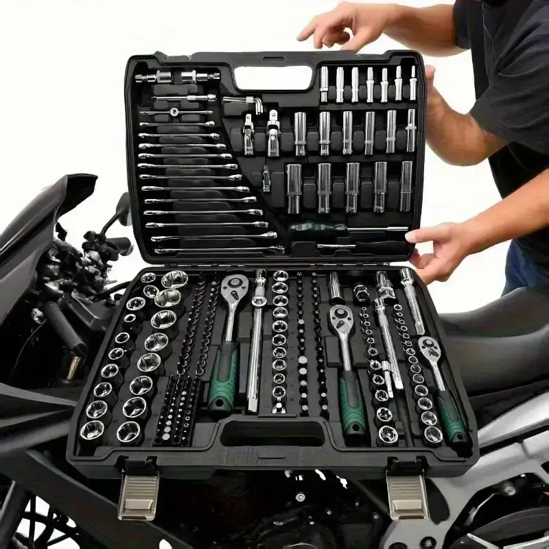 Professional Car Repair Tool Set, Repair Toolkit, Mechanic Tool Set, Automotive Tool Kit, 216-Piece Multi-Function Ratchet Socket Wrench Kit, Includes Screwdriver Bits, Portable for Auto Maintenance