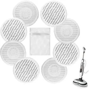 8 Pack Replacement Steam Mop Pads for  with 1 Laundry Bag, Fits S8201, S8001, S7001, S7201, S7000AMZ, S7005, S7020, S7001C Washable, Durable Steam and Scrub Pads for  Floors