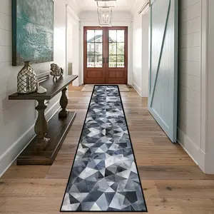 Geometric Pattern Kitchen Runner Rug, 1 Count Non-slip Soft Floor Mat, Decorative Carpet for Home Living Room Bedroom Kitchen Hallway