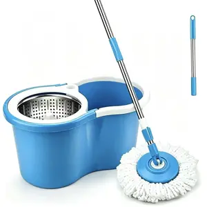 360° Rotating Spin Mop & Bucket Wringer Set, Adjustable Stainless Steel Handle, Reusable Microfiber Mop Heads, Hands-Free Floor Cleaning for Home Kitchen Bathroom