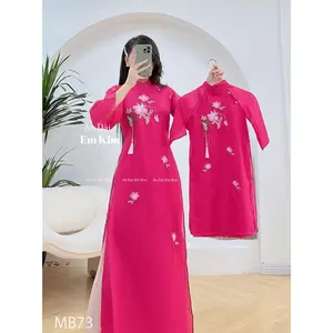 Mommy Daughter hot pink Flowers MB73 | Ao Dai for Women| Lunar New Year | Ao Dai Viet Nam