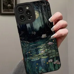 Lotus & Moon Pattern Phone Case, Anti-drop Cellphone Protective Case, Total Protective Shockproof Mobile Phone Cover for iPhone 17 16 Pro Max  Series, Safety Casing, Phone Accessories, Protector