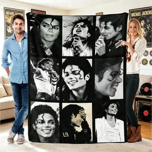 Michael Jackson Flannel Blanket for Adults & Kids | Black & White Collage Portrait, Soft Cozy Monochrome Throw, Iconic MJ Photos, Perfect Holiday & Birthday Gift
