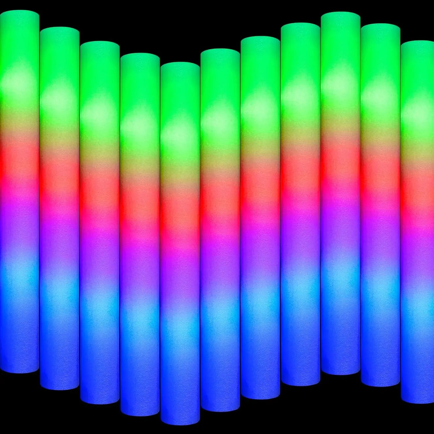 70PCS Foam Light up Sticks, Glow in the Dark Party Supplies with 3 Colorful Flashing Modes, LED Foam Glow Sticks Bulk for Wedding, Concert, New Year, Halloween, Christmas, Raves, Birthday SHQDD