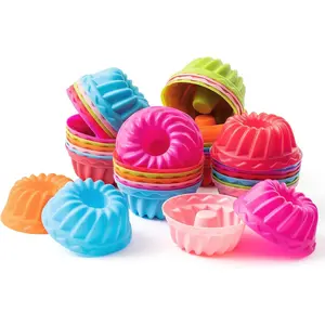 42Pcs Silicone Baking Molds Pumpkin Shapes Baking Cups Non-Stick Donut Wrapper Mold Muffin Liners Washable Reusable Wrappers Holders for Pan Oven Microwave Dishwasher