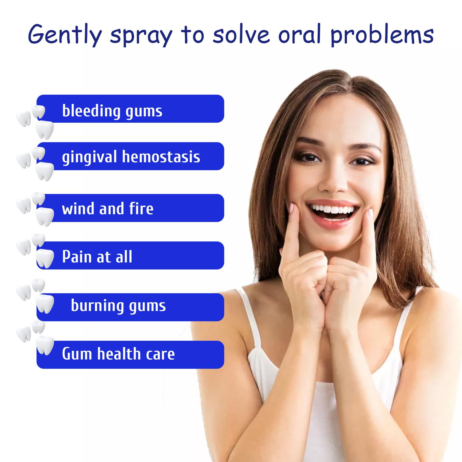 Adult toothache relief spray (oral spray); targets toothache and nerve areas to rapidly numb the affected site, alleviating pain caused by wisdom teeth and inflamed, swollen gums.