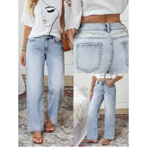 Ciel Fashion Women Pocket Decor Casual Embroidery Fitted Straight Leg Jeans