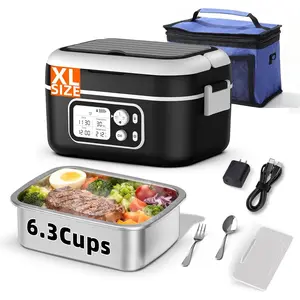 Cordless Electric Heated Lunch Box for Adults, XL 6.3-Cups 24000mAh Rechargeable    Self Heating Lunchbox for Men Women, 100W  Warmer for  Driver Travel Office Worker