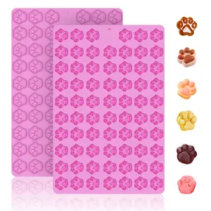 2 Mini Silicone Molds  138 Cavity Dog Paw Print Non-stick For Baking Biscuits Cookie Candy Chocolate Pet Mold