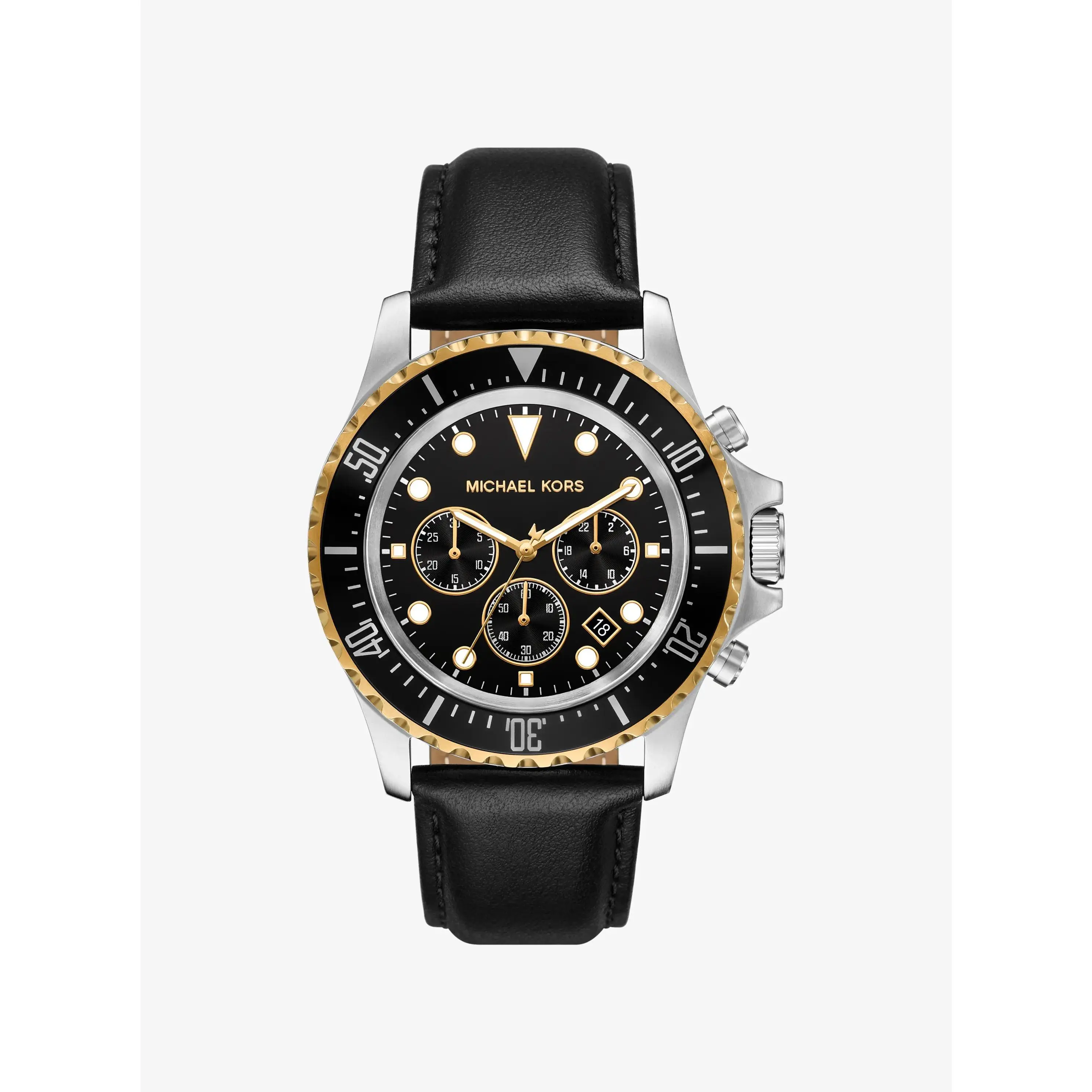 Oversized Everest Silver-Tone and Leather Watch
