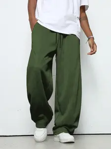 Men's Solid Drawstring Waist Sweatpants, Casual Comfy Loose Fit Pants for Daily Wear, Men's Trousers for All Seasons, Work Trousers, Casual Streetwear Trousers