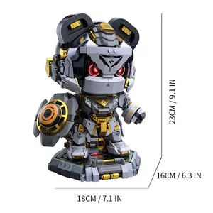 Cyberpunk Mechanical Panda 3D Puzzle Building Blocks 1623pcs - Light-Up LED Bricks, Compatible with Minifigures,DIY Creative Kids Toy Age 6+, Perfect Holiday Gift & Desk Deco,Festival Cute Desk Deco,Holiday Gift for Youngsters,Valentine's Day