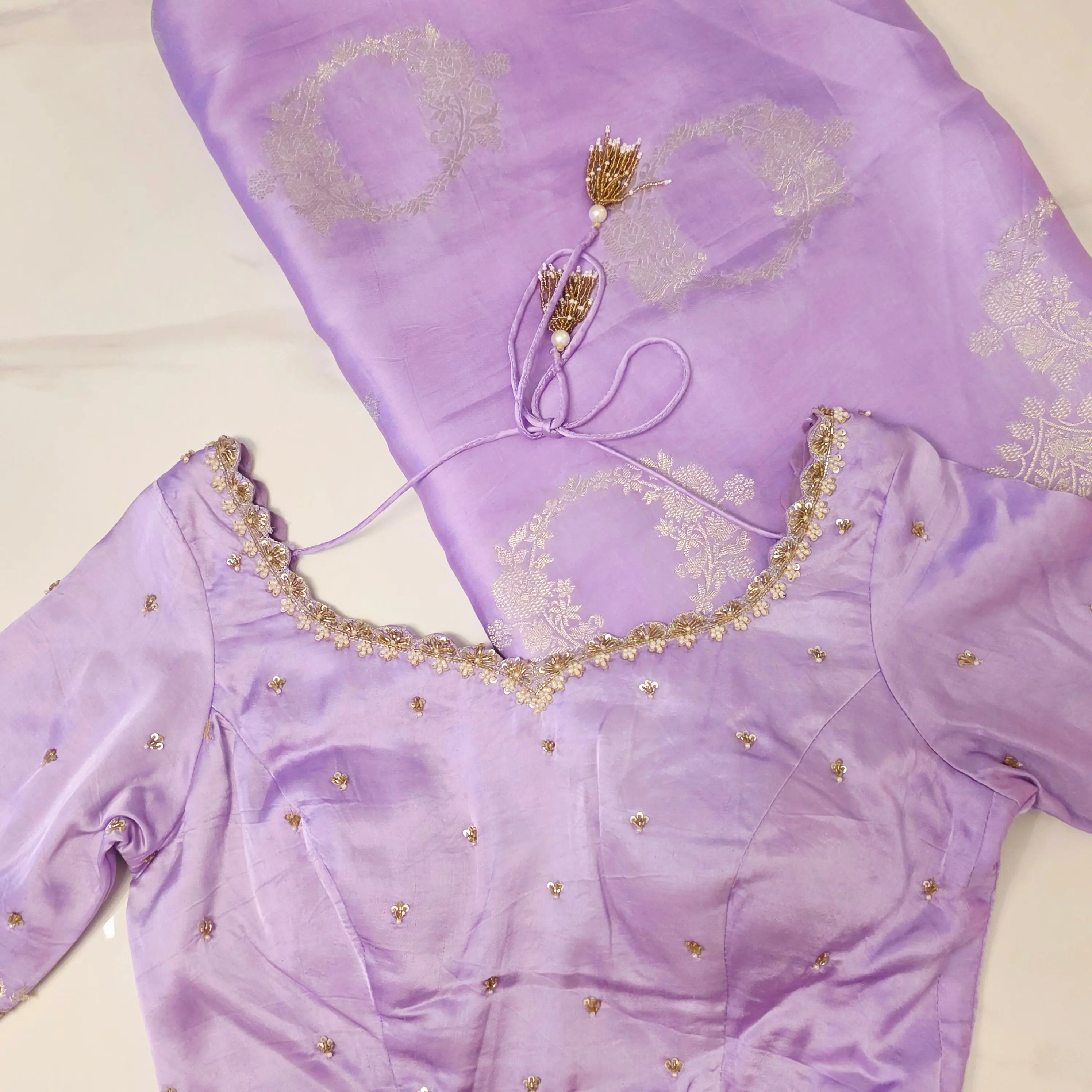 Purple Banarasi Mashru Silk with beautiful blouse