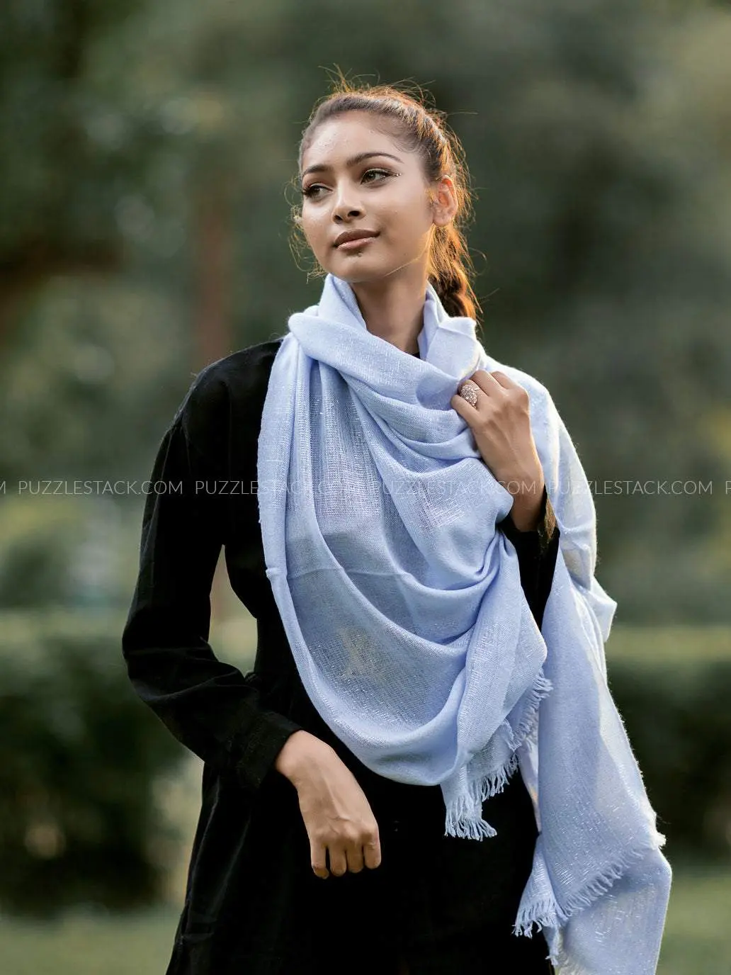 Baby Blue Sparkle Cashmere Shawl