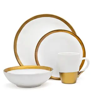 212 MAIN Godinger 70115 Terre Dor 4-Pieces Tableware Dinnerware Service Set, Dishwasher-Safe