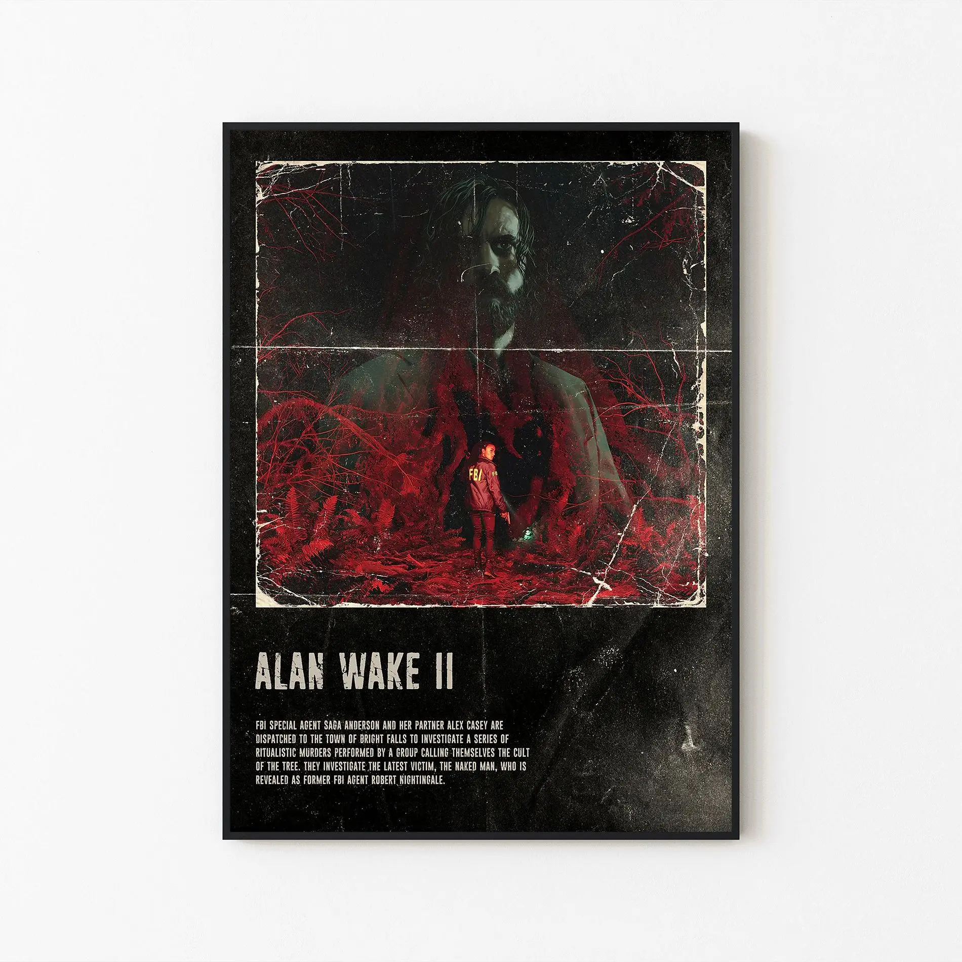 [Unframe] Alan Wake II Poster, Psychological Horror Game Wall Art, Dark Gaming Decor, Survival Thriller Artwork Print, Modern Gamer Room Decor, Gift for Gamers